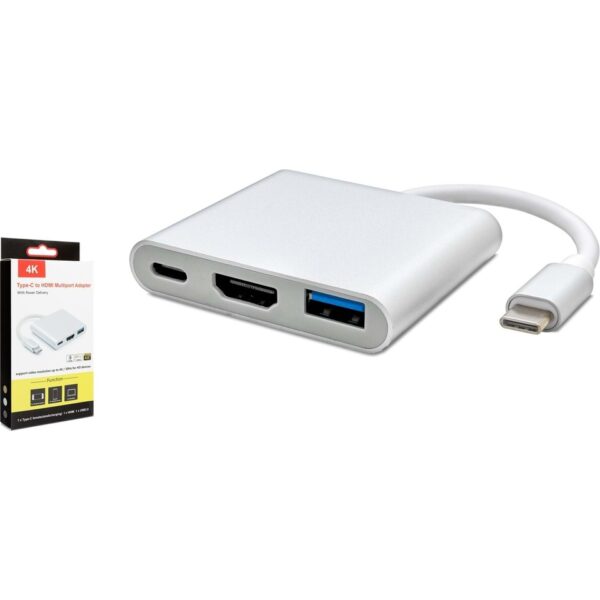 Hadron HDX7764 Type-C To HDMI USB 3.0 Çevirici 3'in 1 Dönüştürücü Adaptör