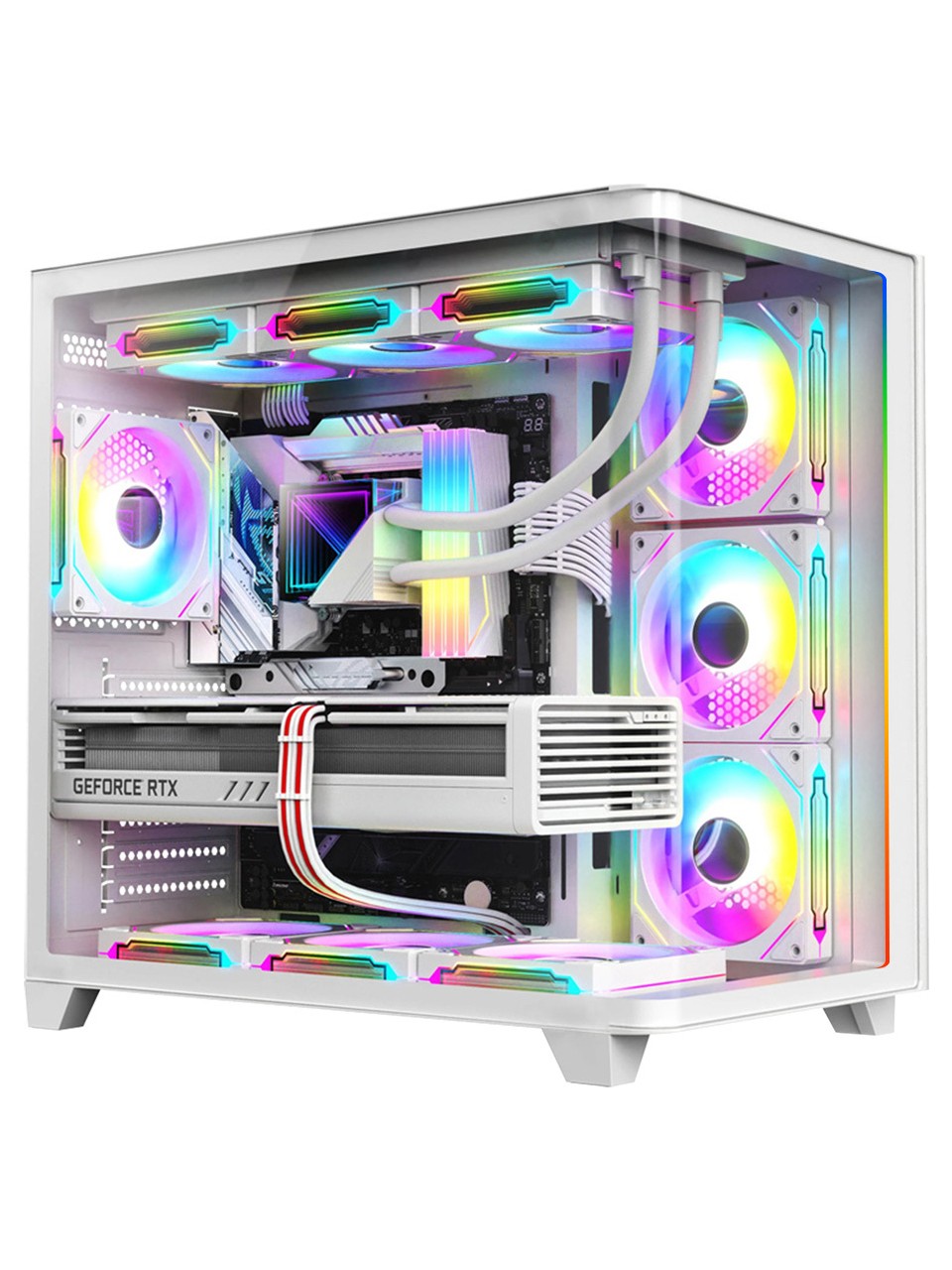 110001005710088 Dragos Ocean Curved Pro V2 ARGB Fanlı Beyaz 750 W E-ATX Oyuncu Kasası - Görsel 1